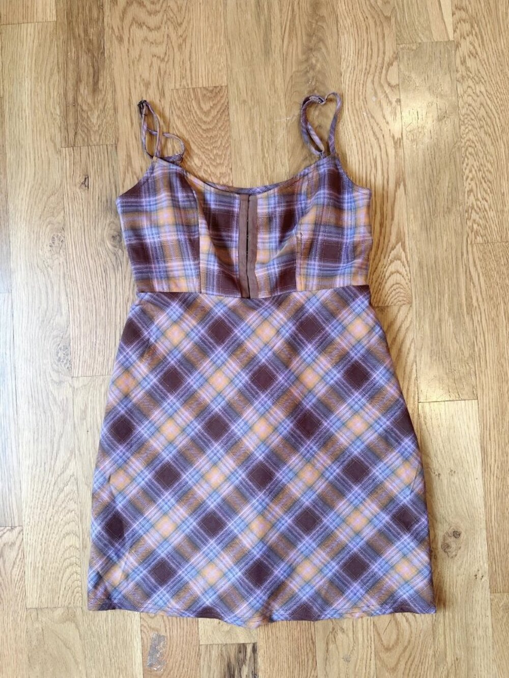 Urban Outfitters Keya Plaid Hook & Eye Mini Dress